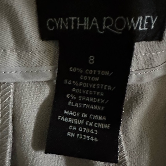 NWT Cynthia Rowley Pia Slim Crop cut straight thru hips.Clean front w/slit ankle - Picture 2 of 6